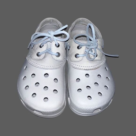 Crocs Islander Men 6 Women’s 8 Pit Crew Sport Leather Croslite Boat Shoes Clog - Picture 2 of 7